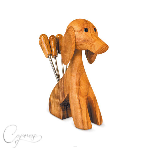 OLIVENHOLZ Gebel Antipasti Gäbelchen - Hund 12 cm